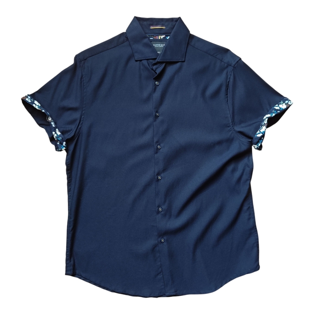 Cactus Man Ricky Singh Navy Blue Men's Button Up Short Sleeve Shirt